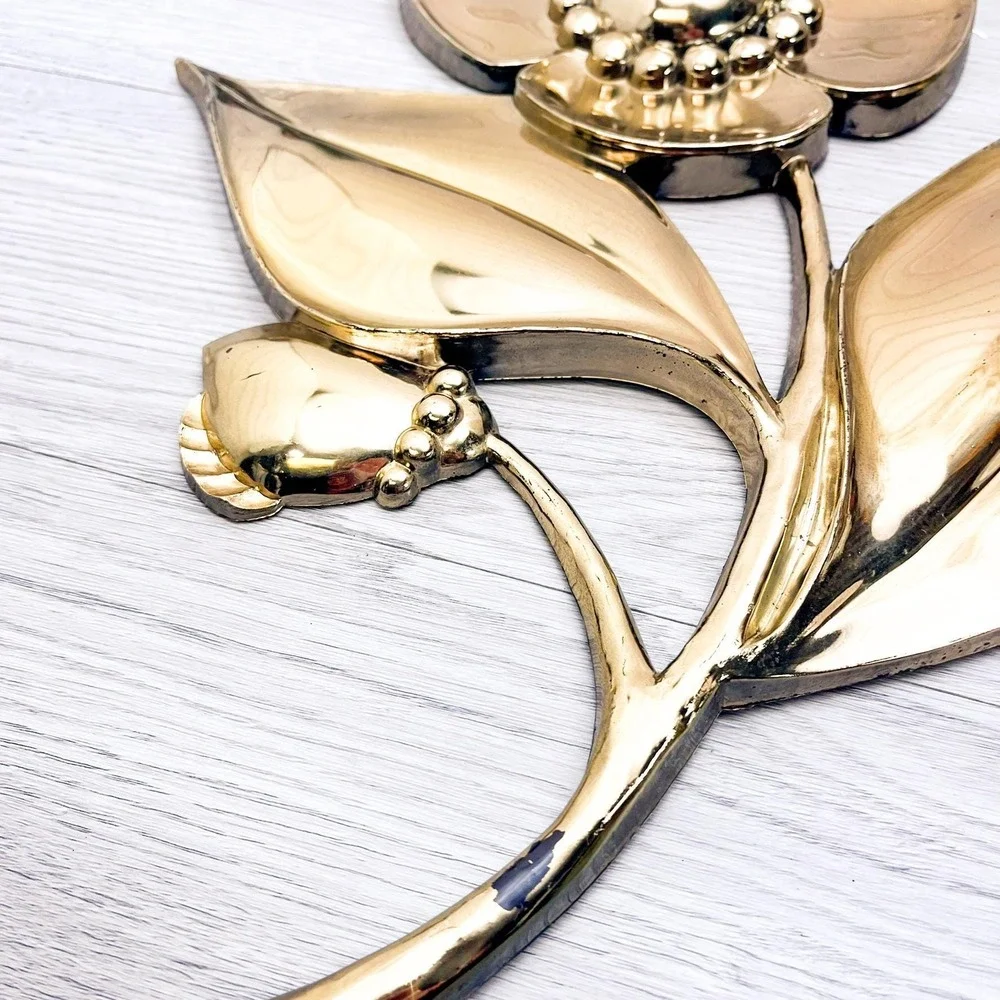Vintage Syroco Faux Brass Flower Wall Decor - Mid-Century‎ Modern